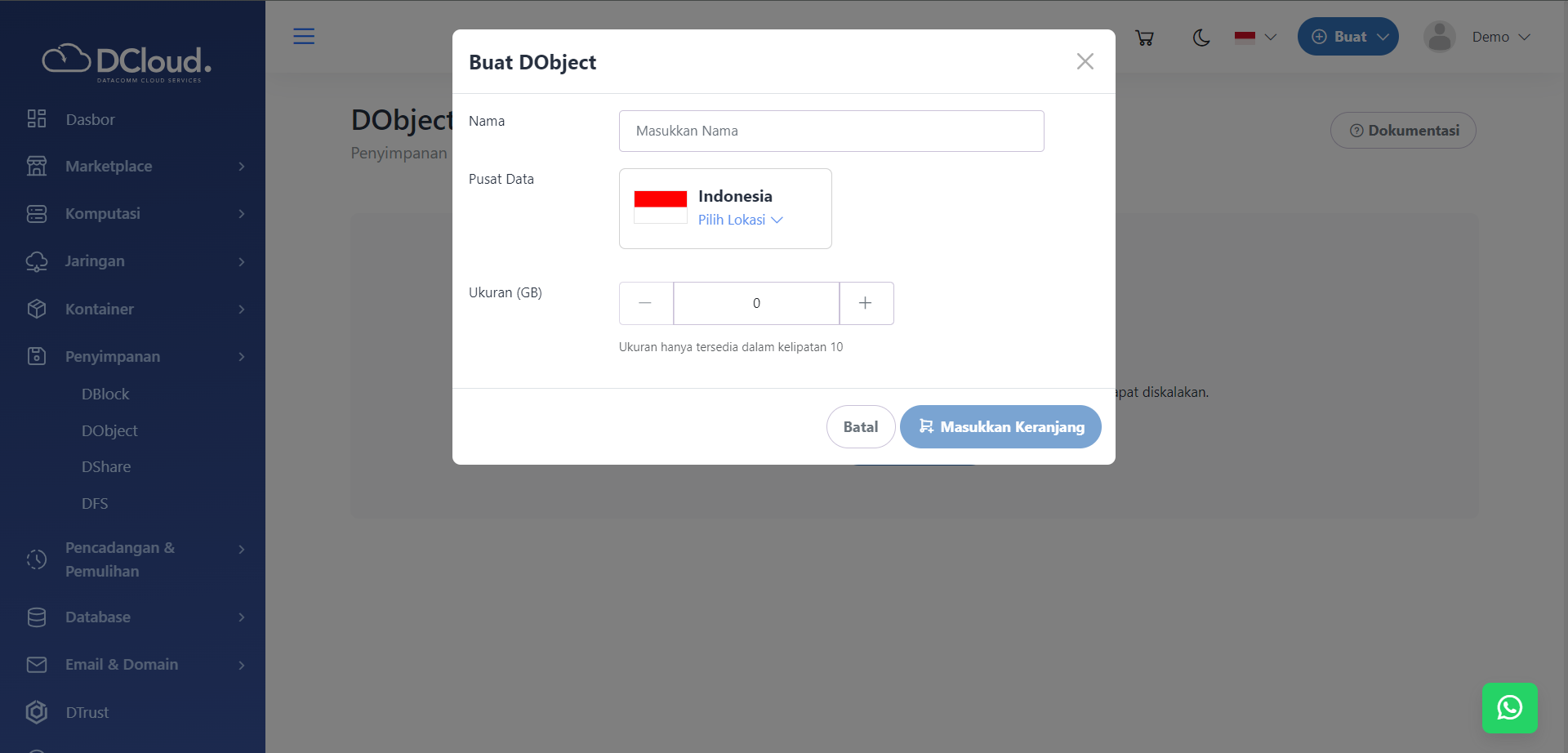 Halaman Buat DObject