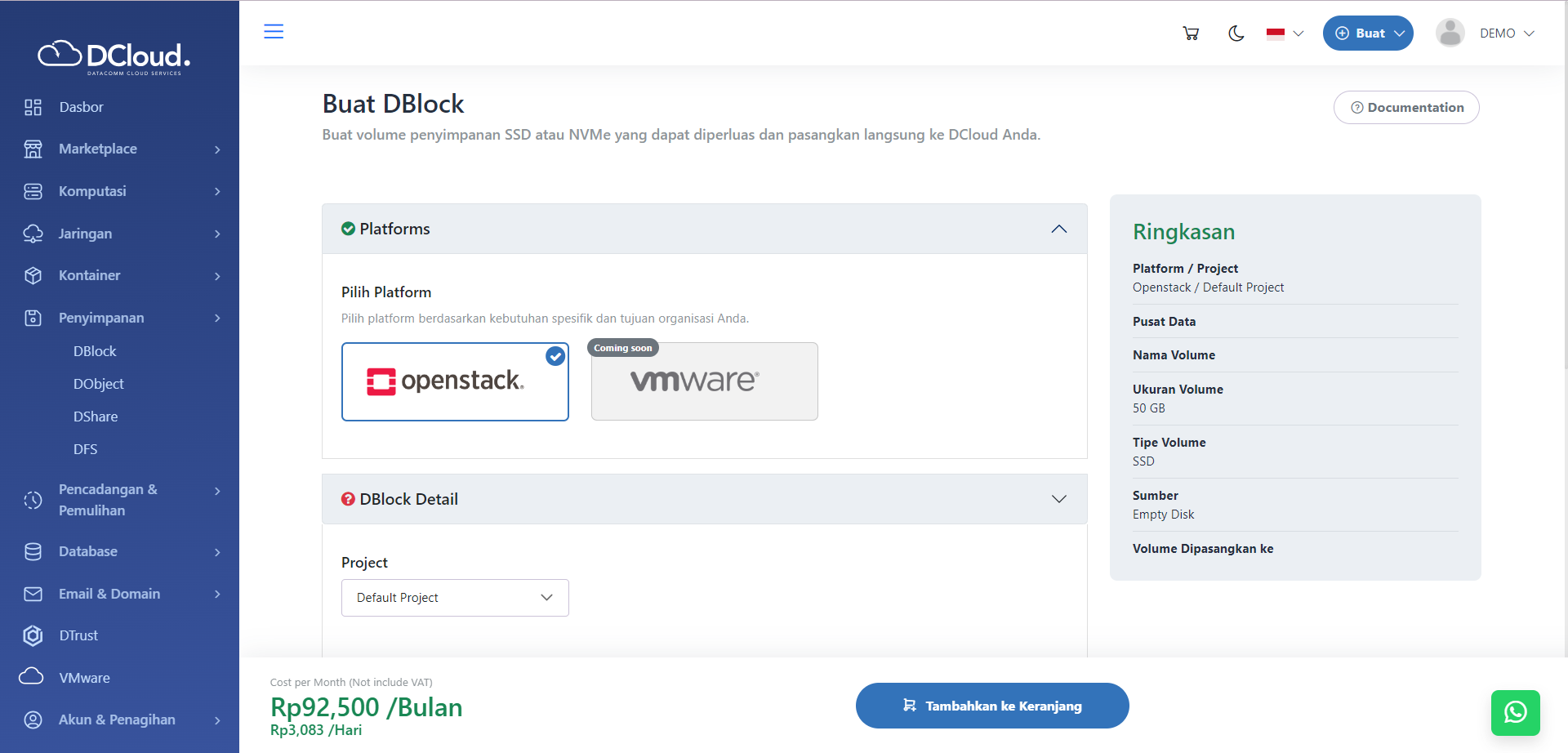 Halaman DBlock Platform