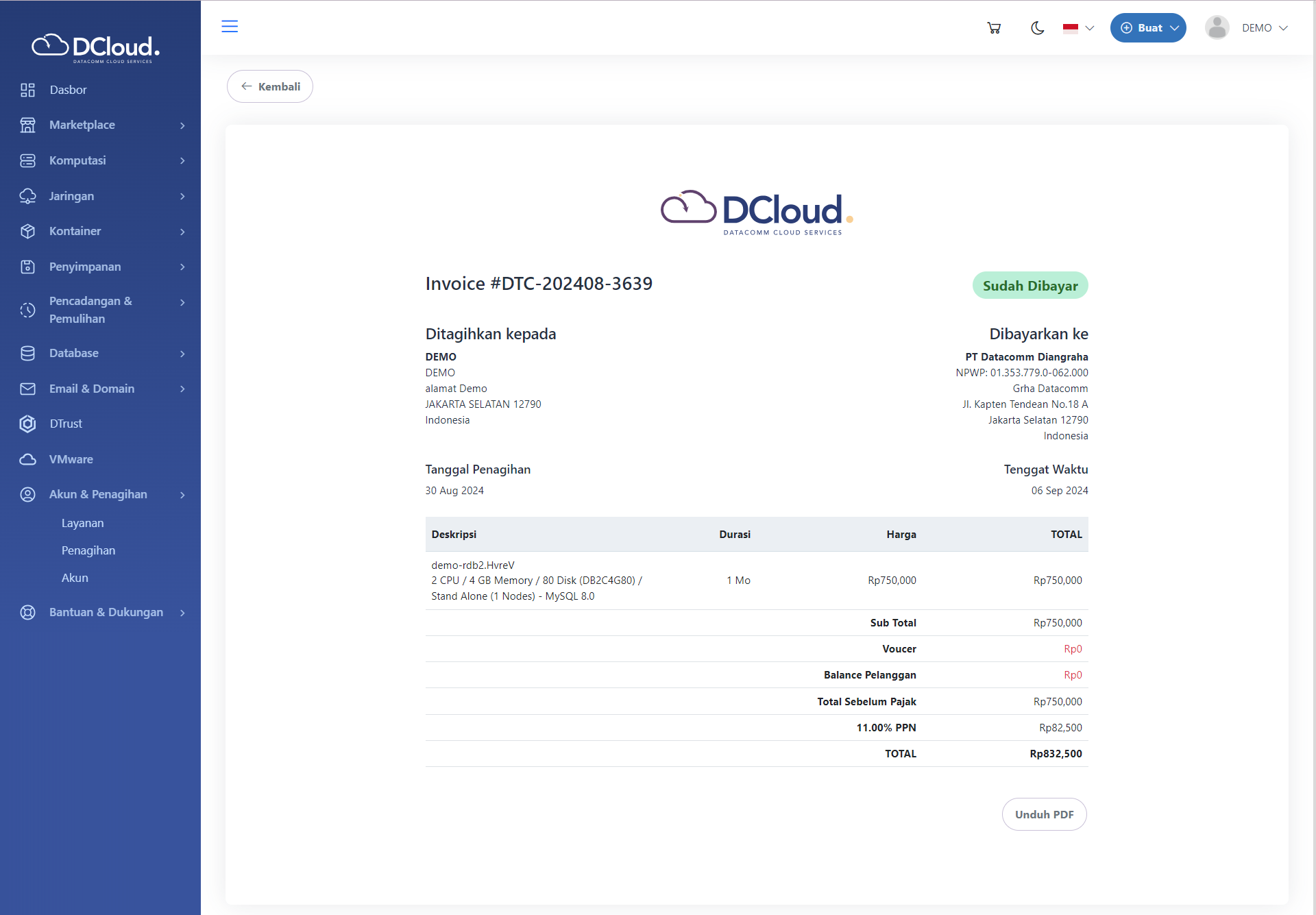 Halaman Detail Invoice