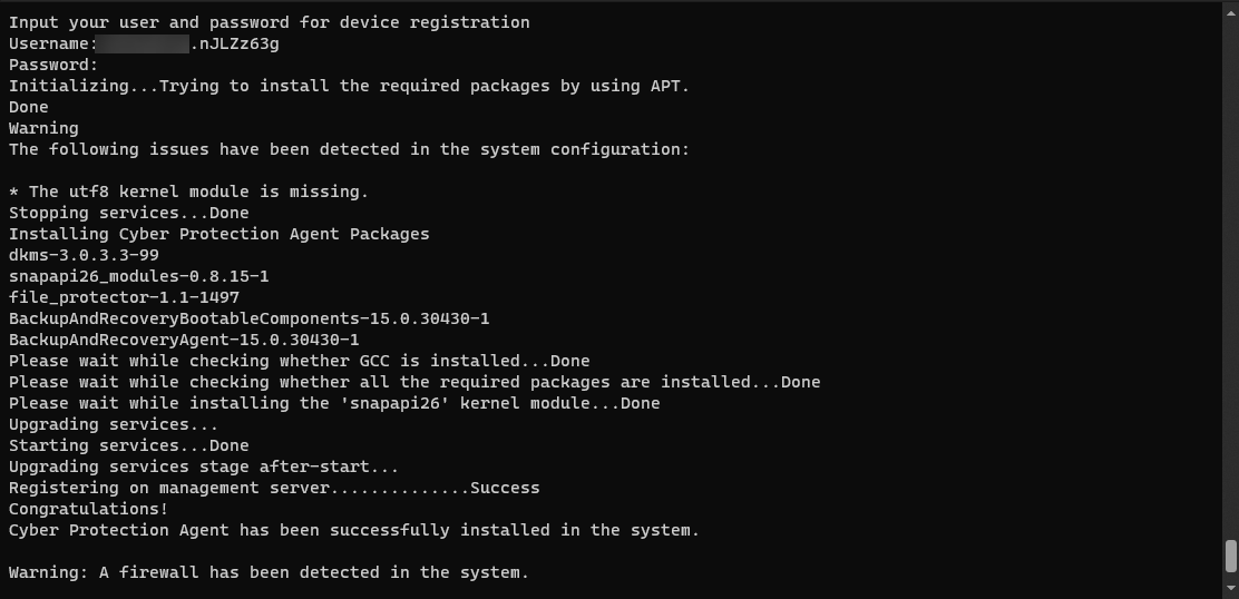 Pemasangan DBackup Berhasil