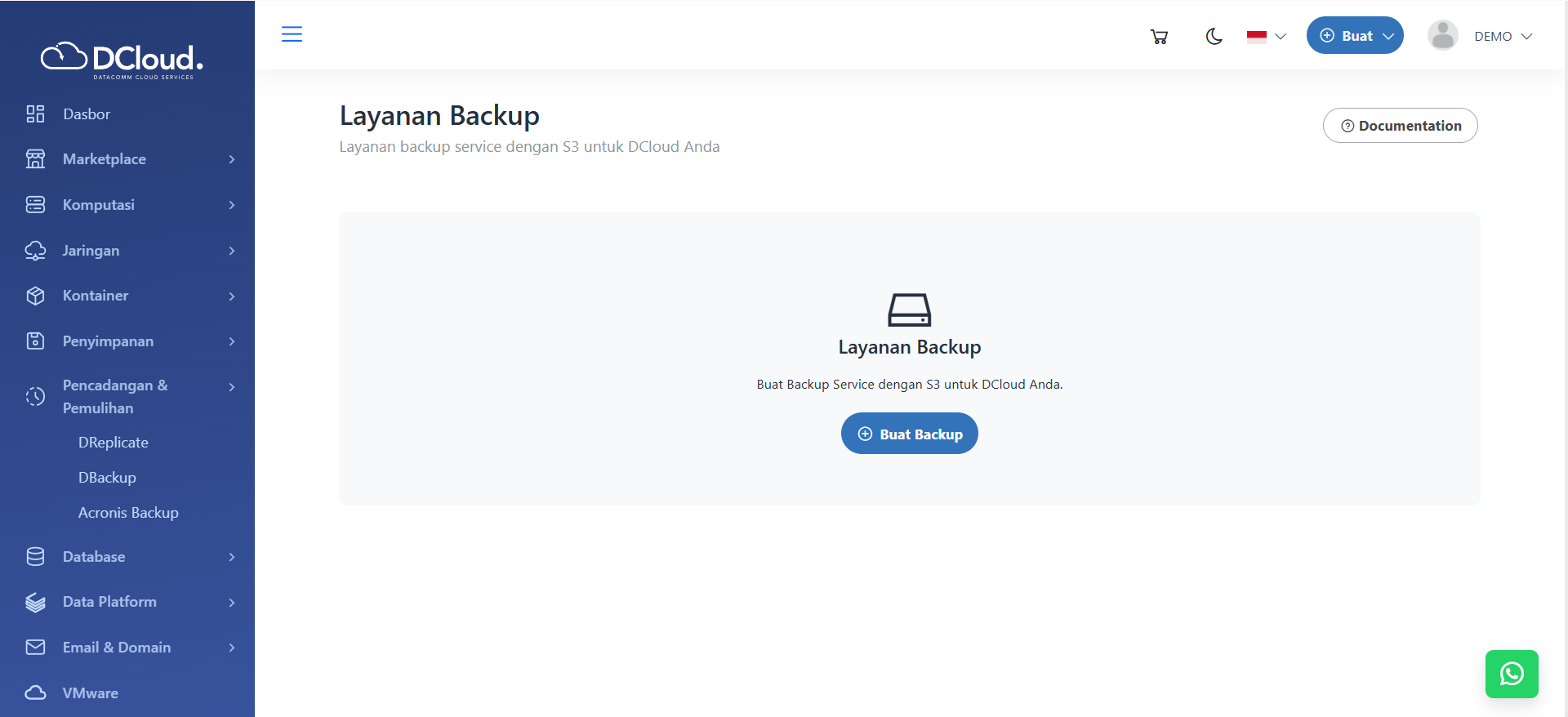 Buat DBackup - Dokumentasi DCloud