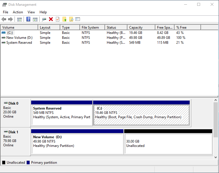 Tampilan Disk Management