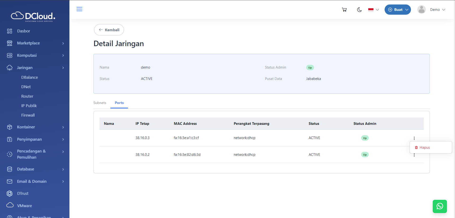 Halaman Pilihan Hapus