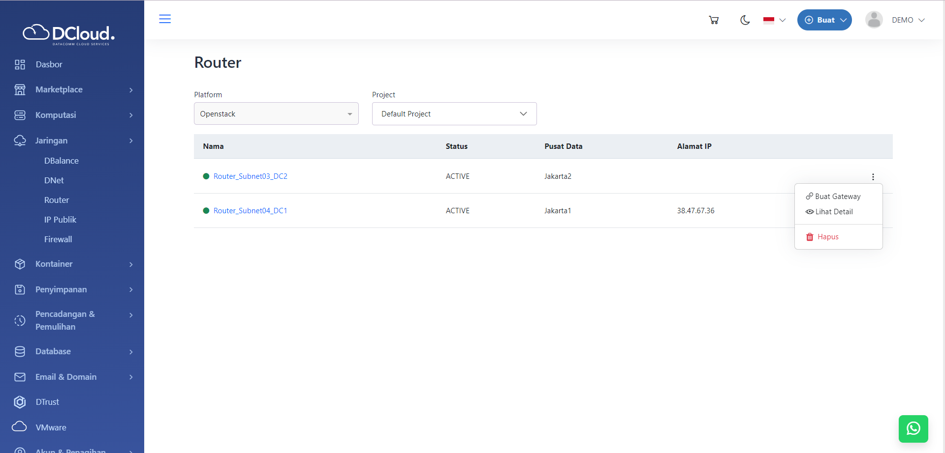 Halaman Pilihan Hapus