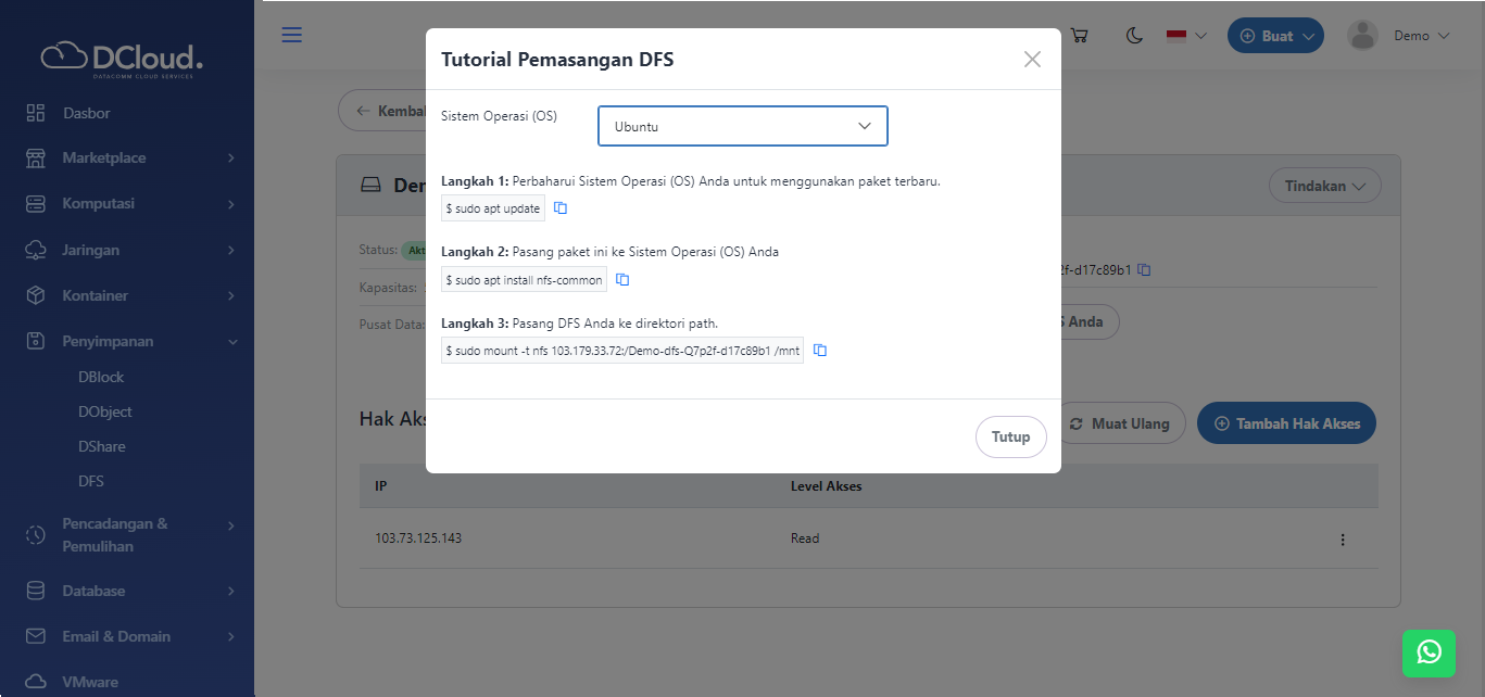 Halaman Panduan Pemasangan DFS – Ubuntu