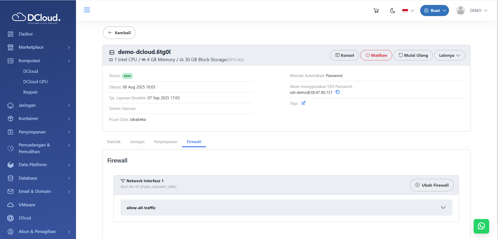Firewall Pada DCloud - Dokumentasi DCloud