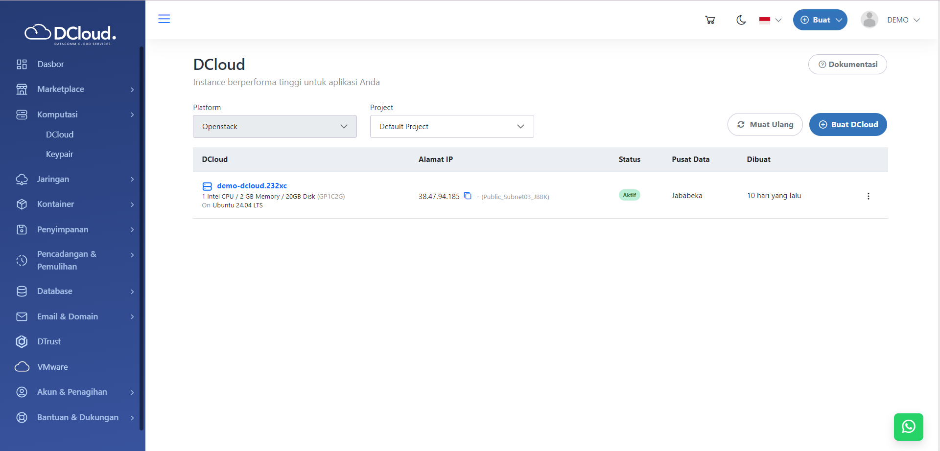 Hidupkan Layanan DCloud – Dokumentasi DCloud