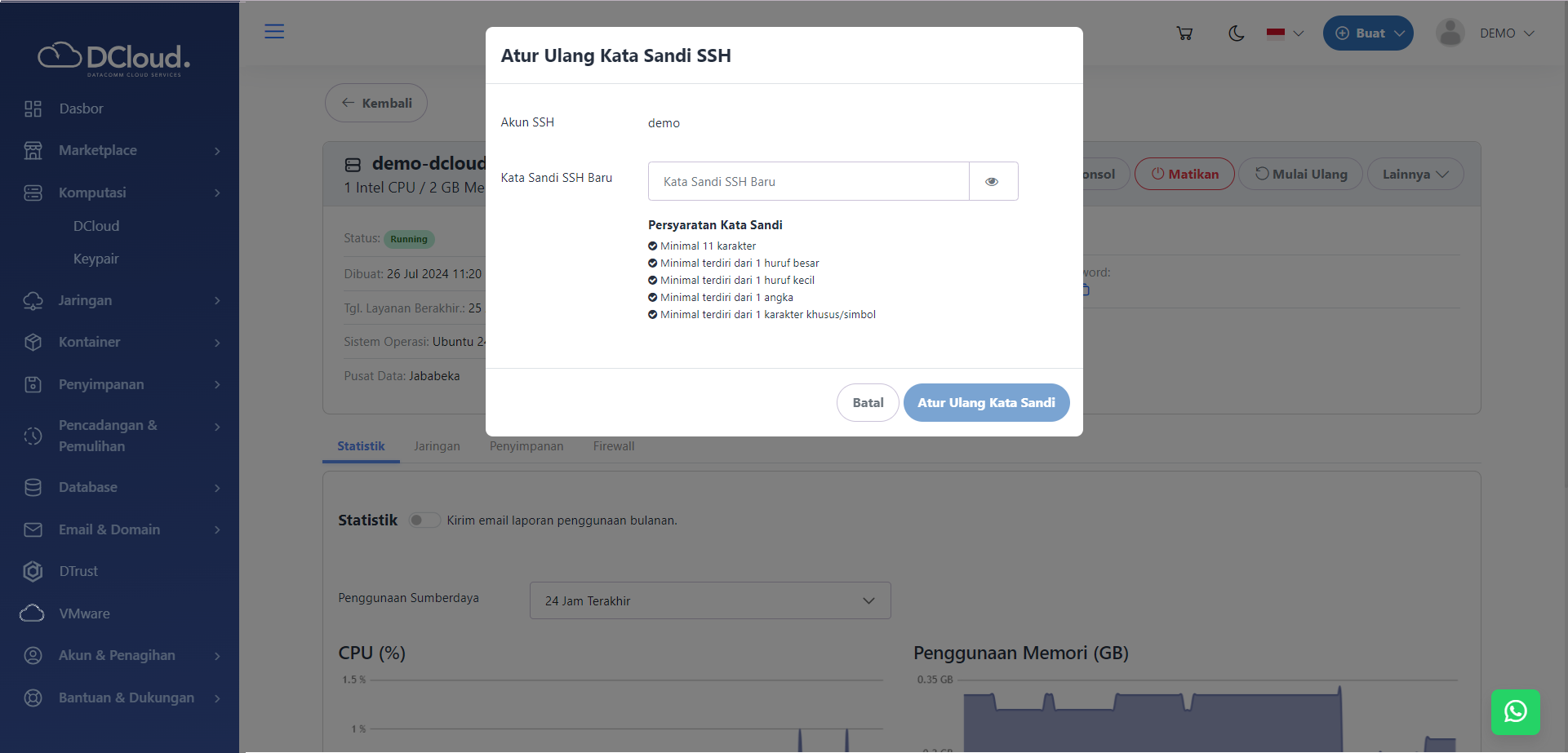 Halaman Reset SSH Password