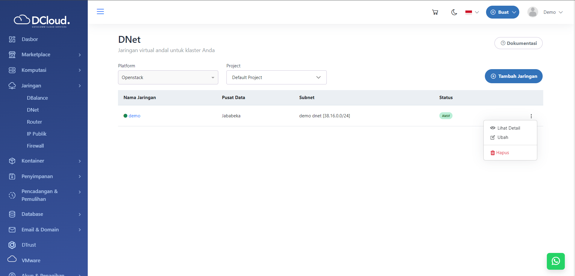 Halaman Pilihan Lihat Detail