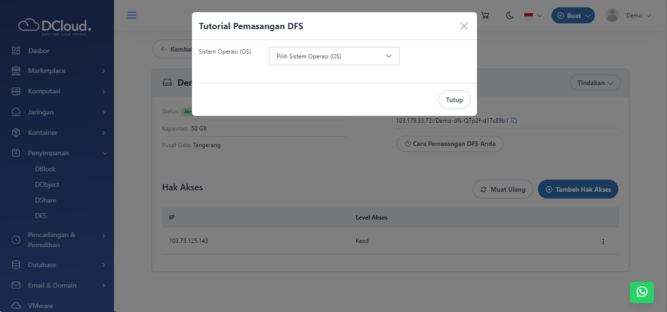 Halaman Tutorial Pemasangan DFS