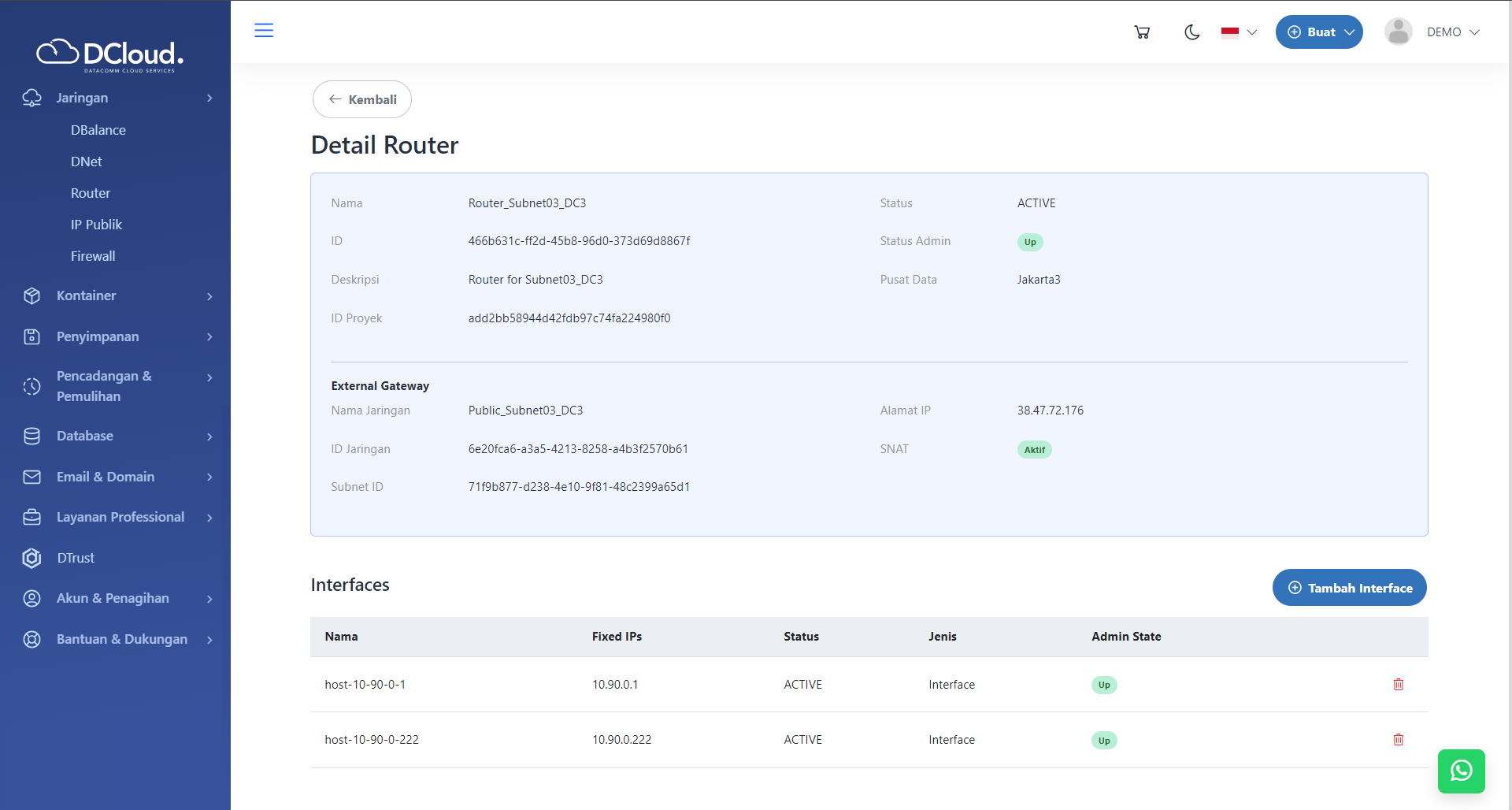 Halaman Rincian Router