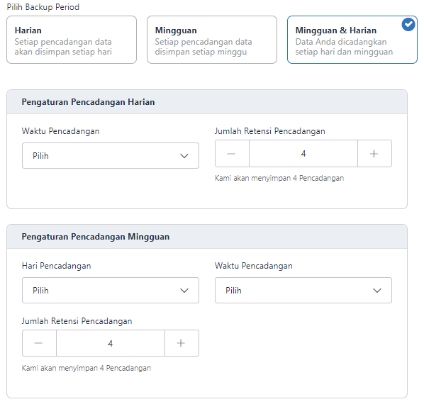 Pencadangan Mingguan & Harian