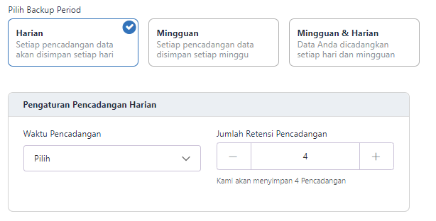 Halaman Pencadangan Harian