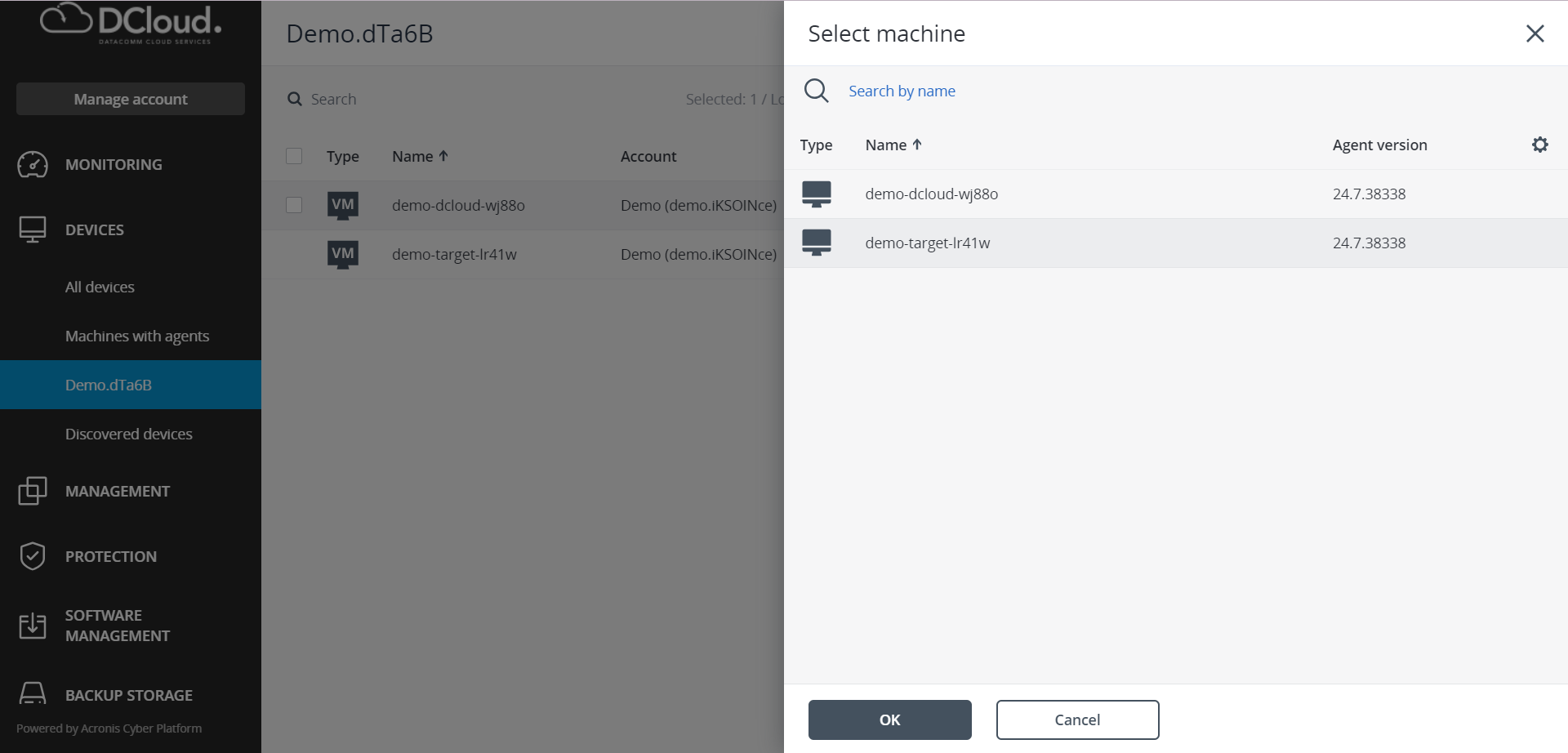 Pilih Mesin Tujuan Recover