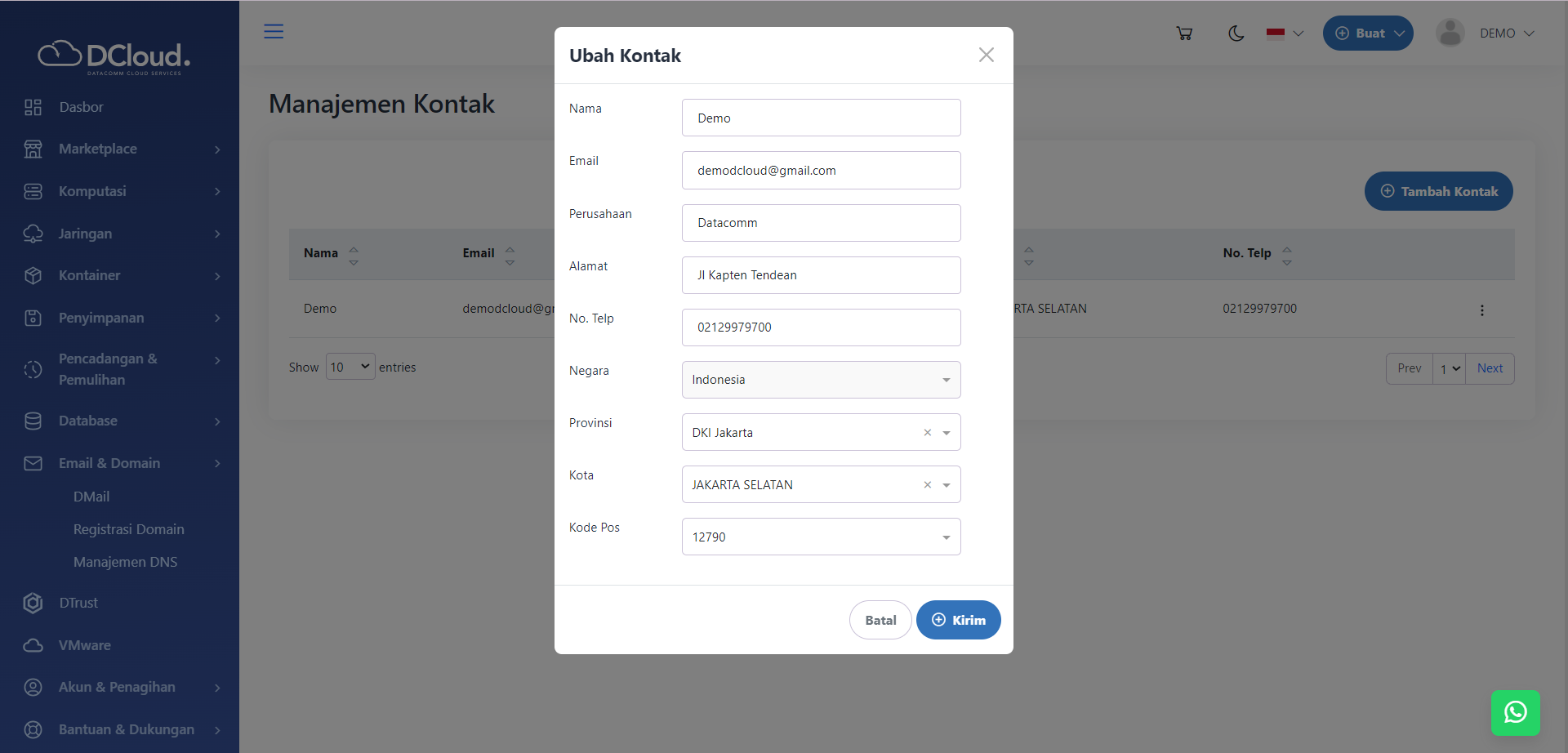 Halaman Pilihan Ubah