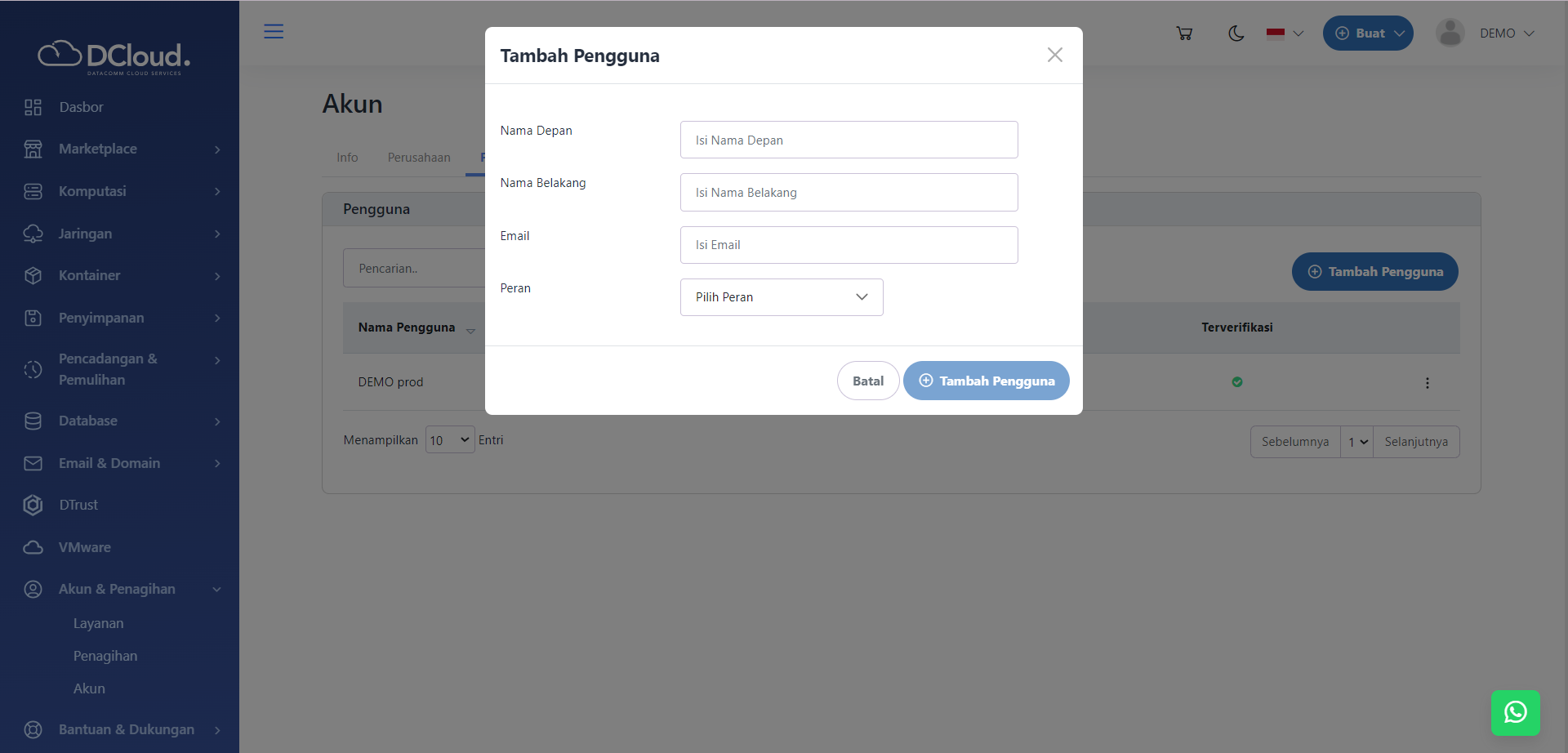 Halaman Tambah Pengguna