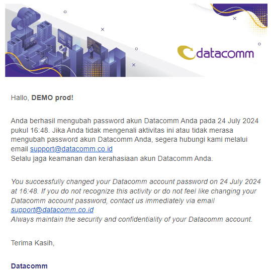 Halaman Email Berhasil Reset Password
