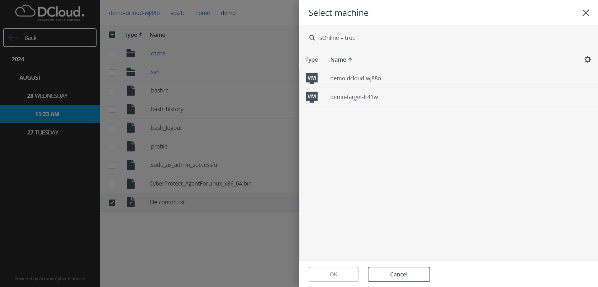 Pilih Mesin Tujuan Recover