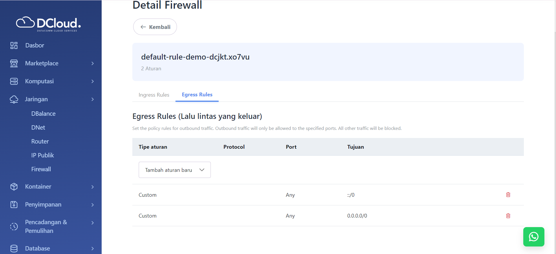 Halaman Detail Egress