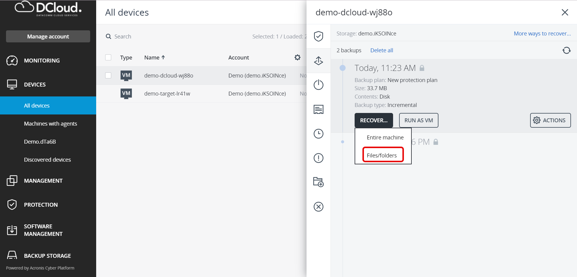 Pilihan Recover File/folder