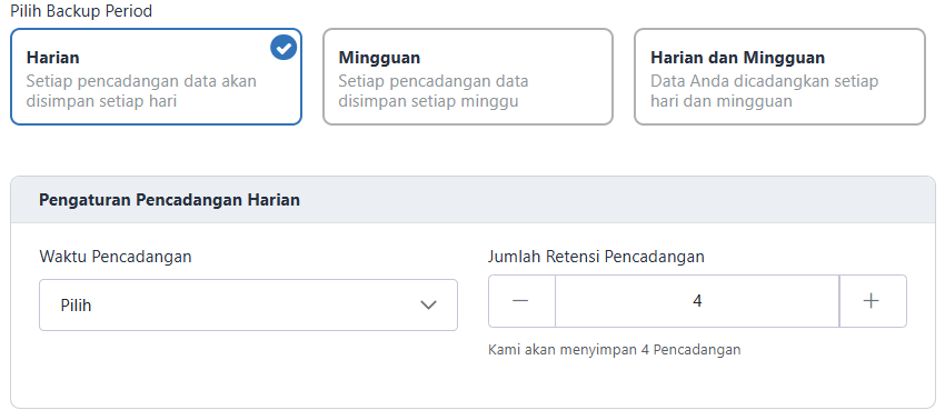 Halaman Pencadangan Harian