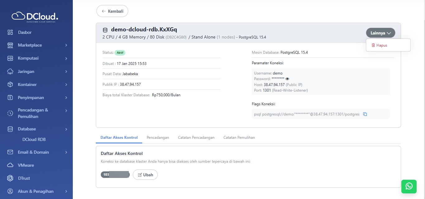 Halaman Detail Aksi Lainnya