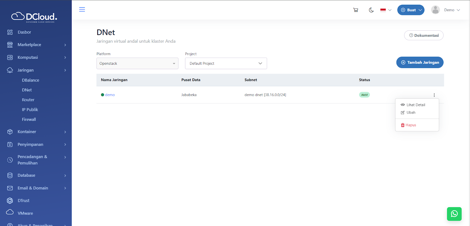 Halaman Pilihan Lihat Detail
