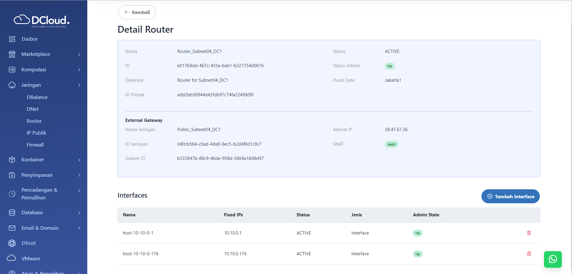 Halaman Detail Router
