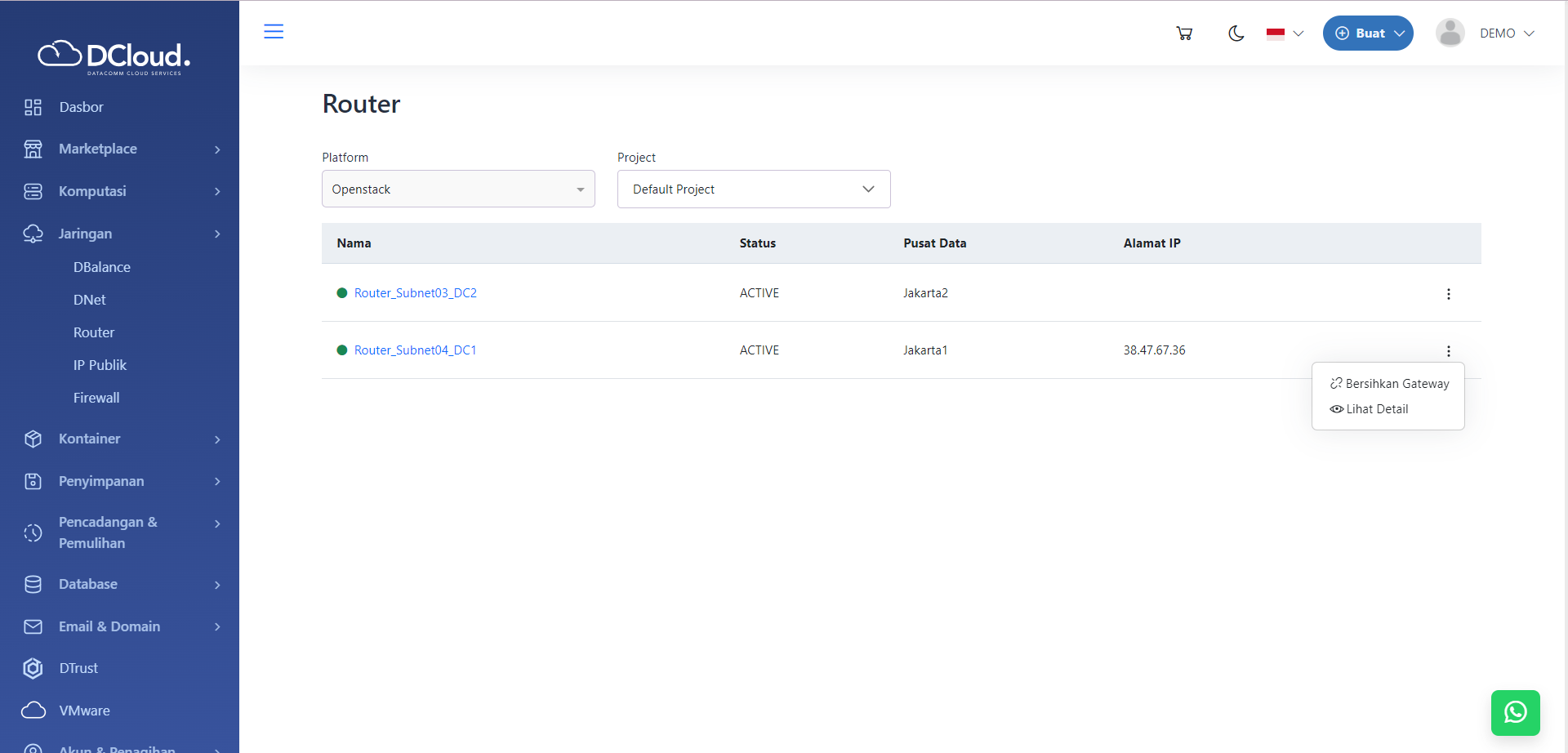 Halaman Pilihan Lihat Detail