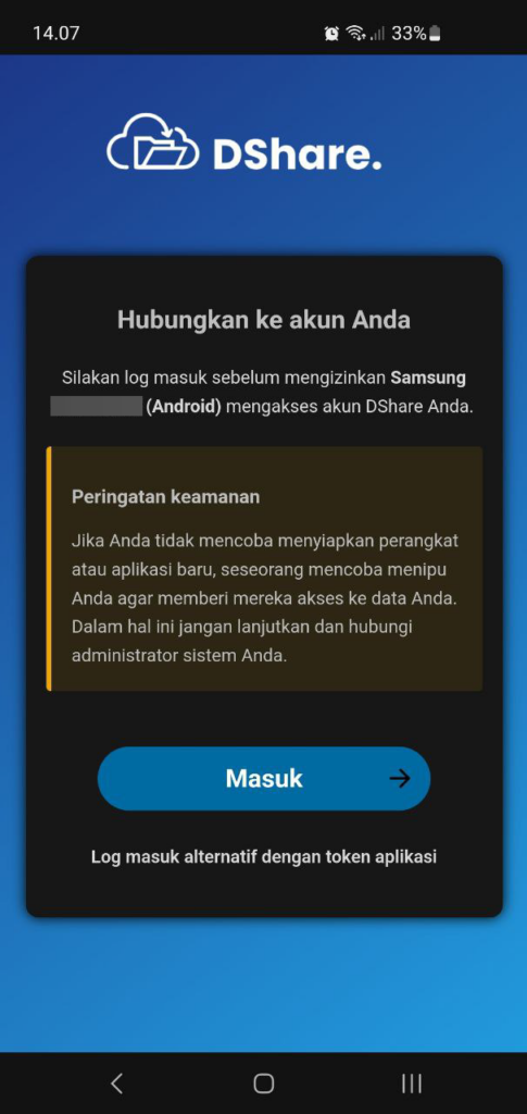 DShare Mobile Hubungkan Akun