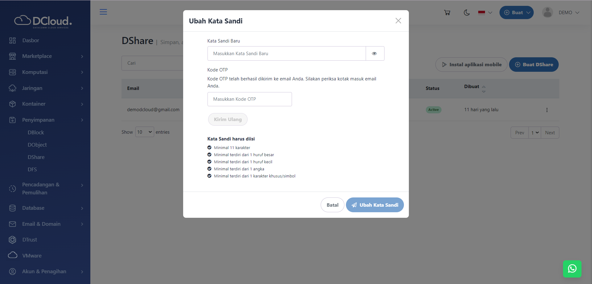 Ubah Kata Sandi – OTP