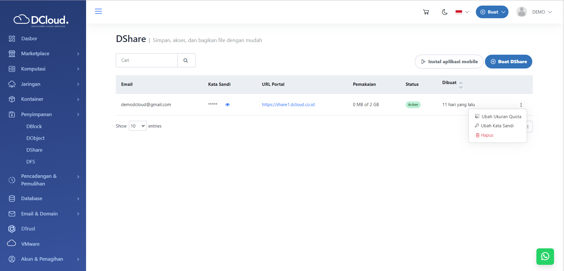 Halaman Pilihan Hapus