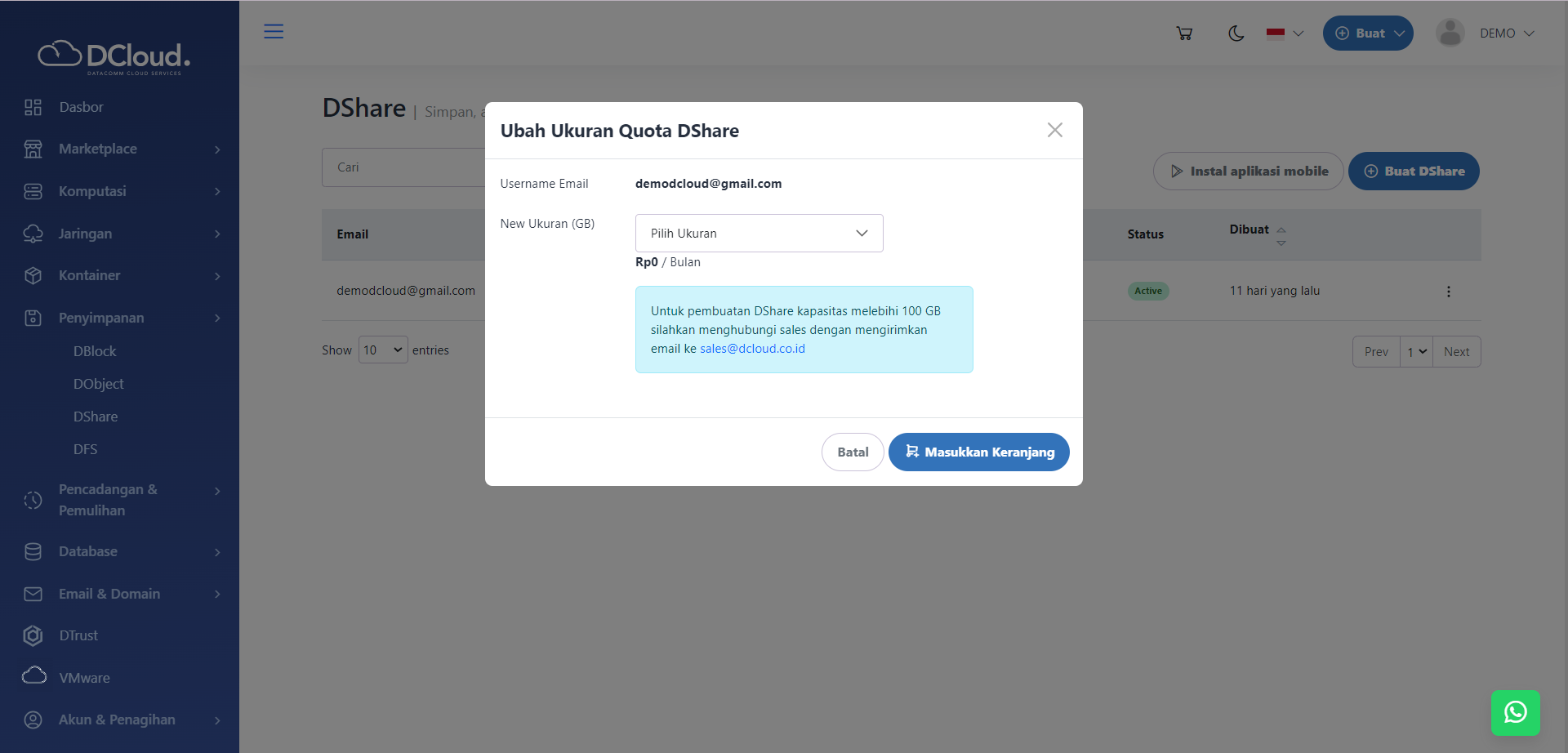 Halaman Ubah Ukuran DShare