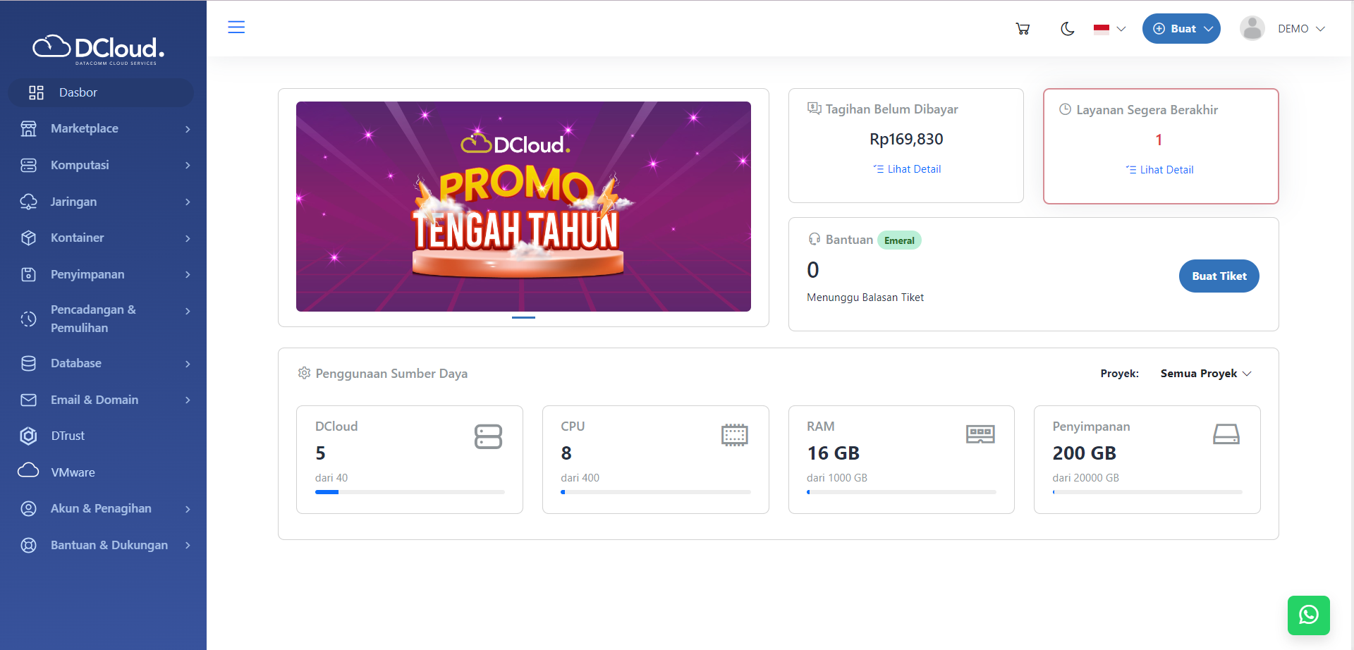 Halaman Menu Dashbor