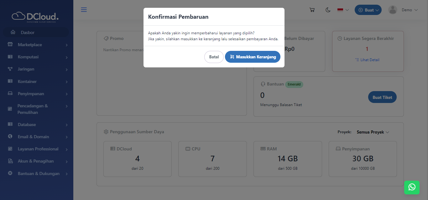 Halaman Konfirmasi Pembaruan