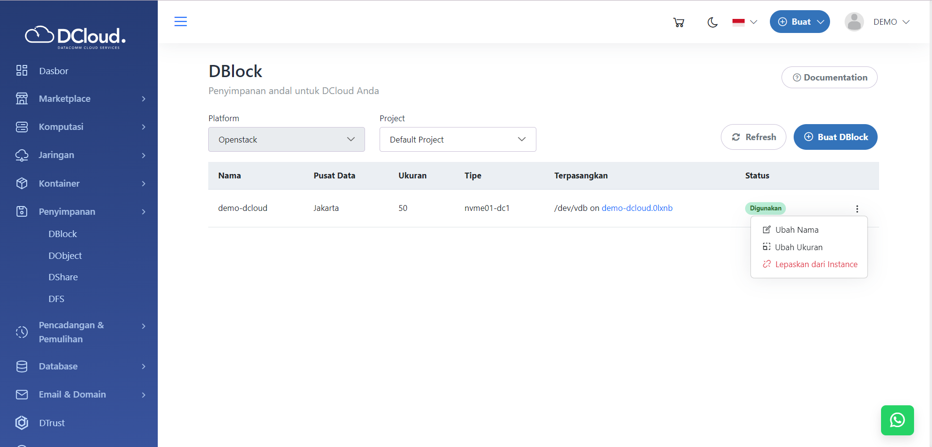 Halaman Pilihan Ubah Ukuran
