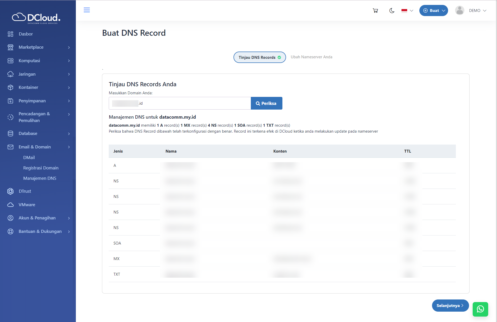 Halaman Tambah Domain