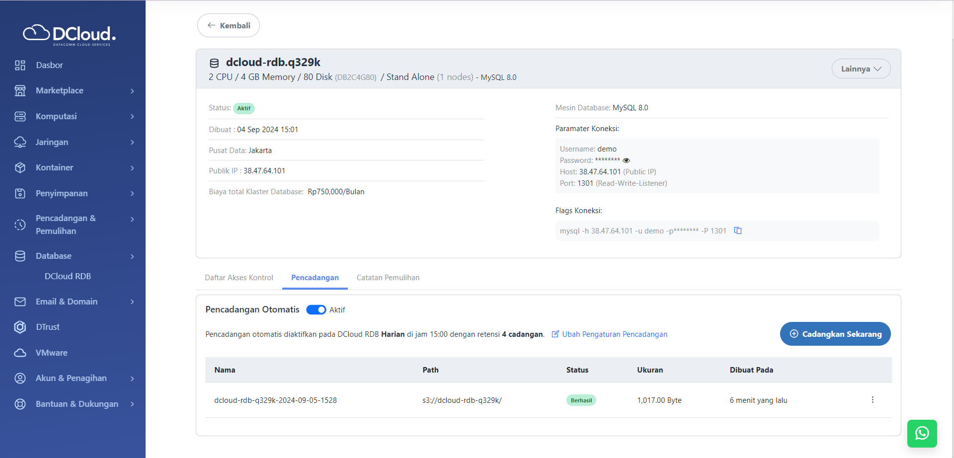 Pencadangan Berhasil