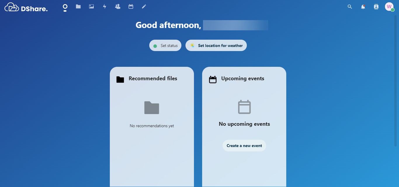 Halaman Dashboard DShare