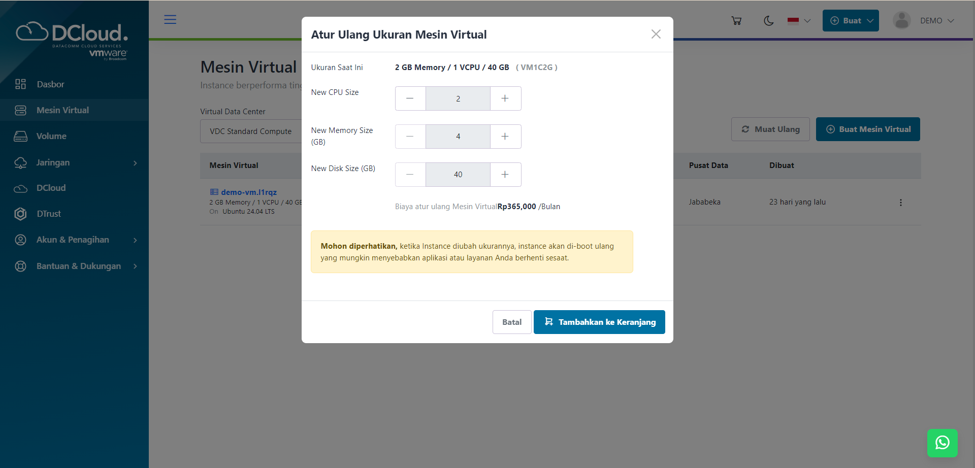 Halaman Atur Ulang Ukuran