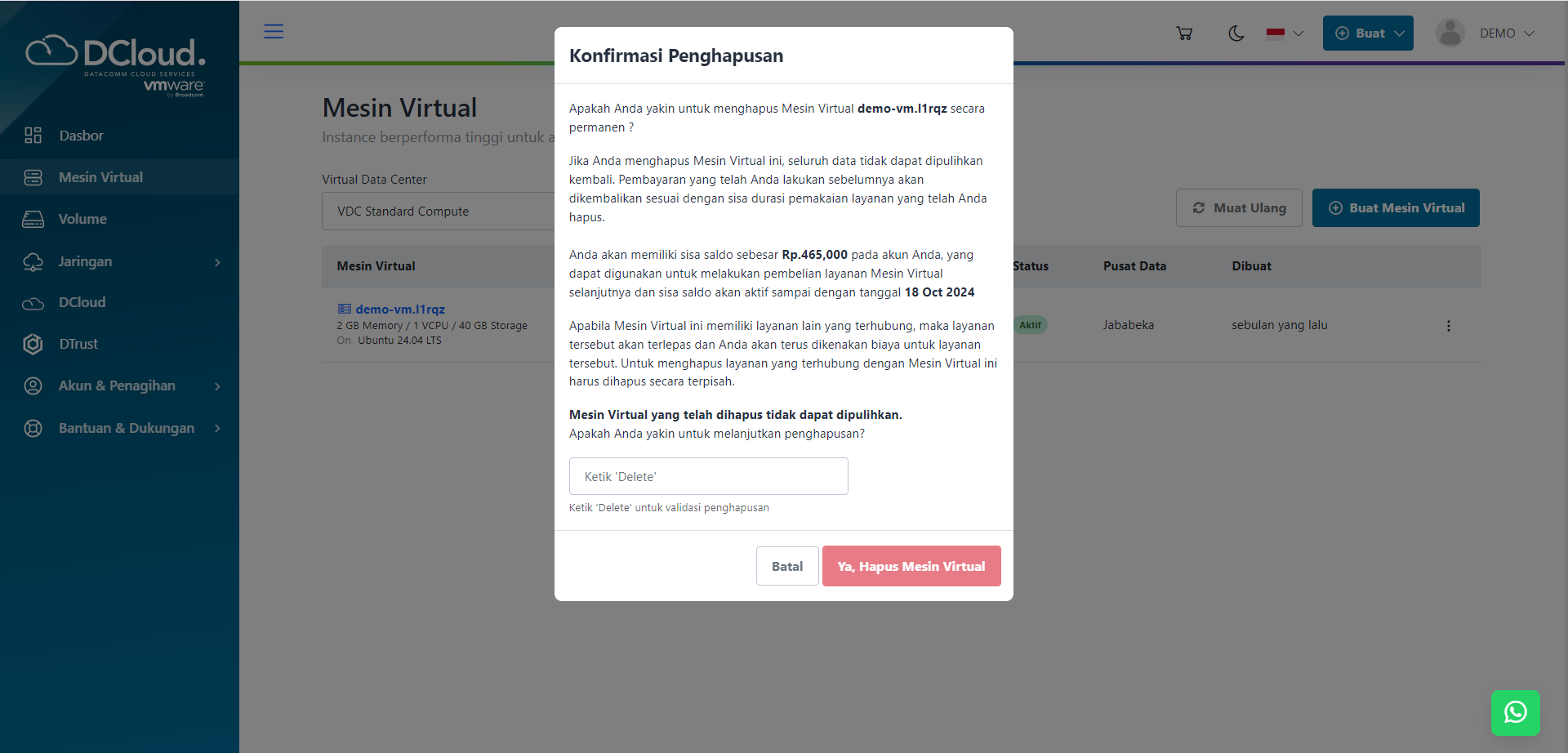 Halaman Konfirmasi Hapus