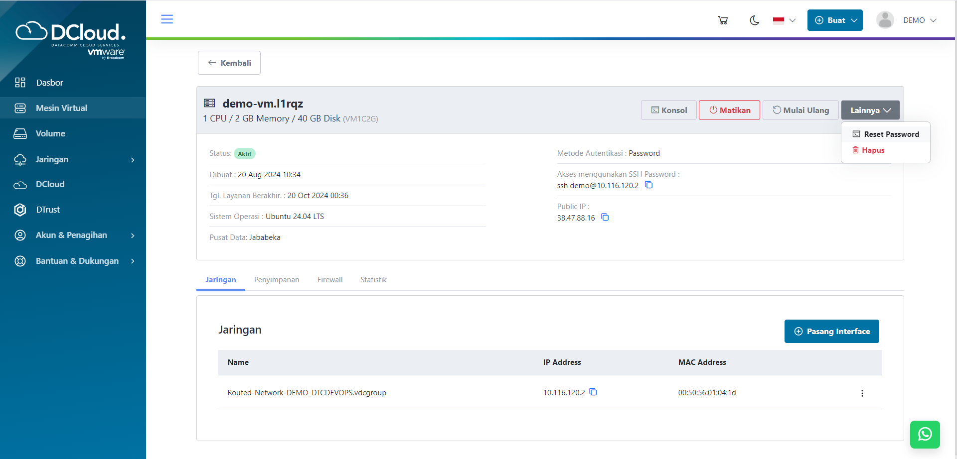 Halaman Detail Aksi Lainnya