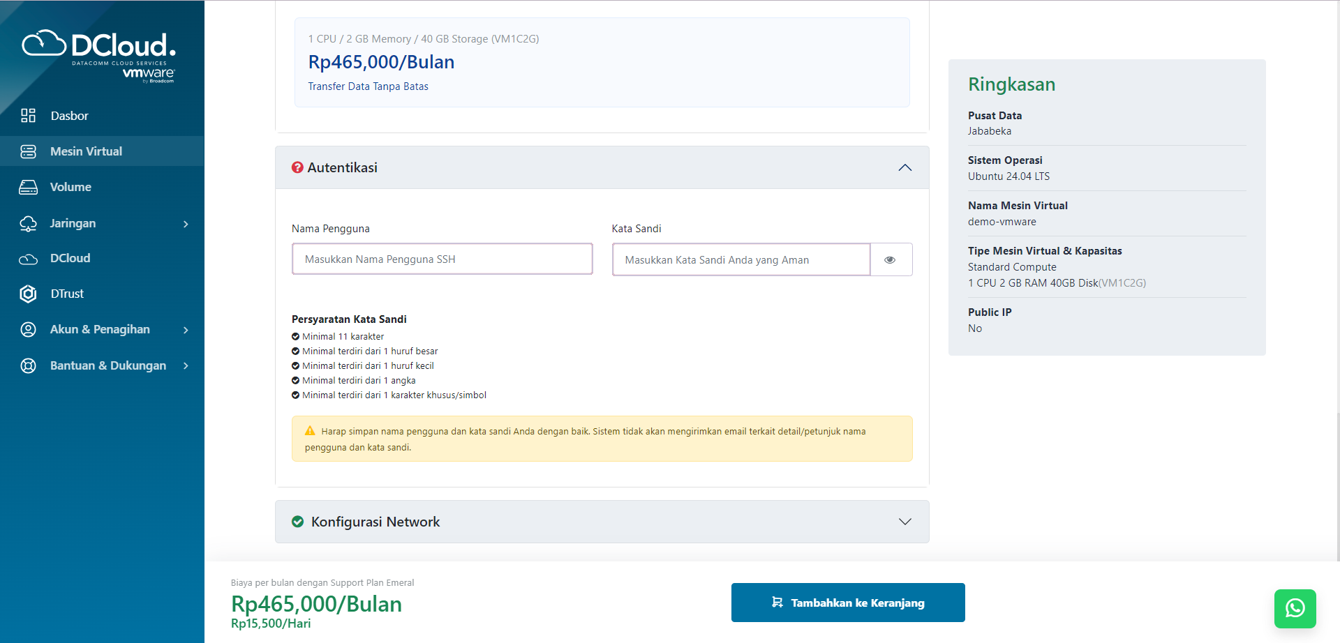 Halaman Autentikasi Kata Sandi