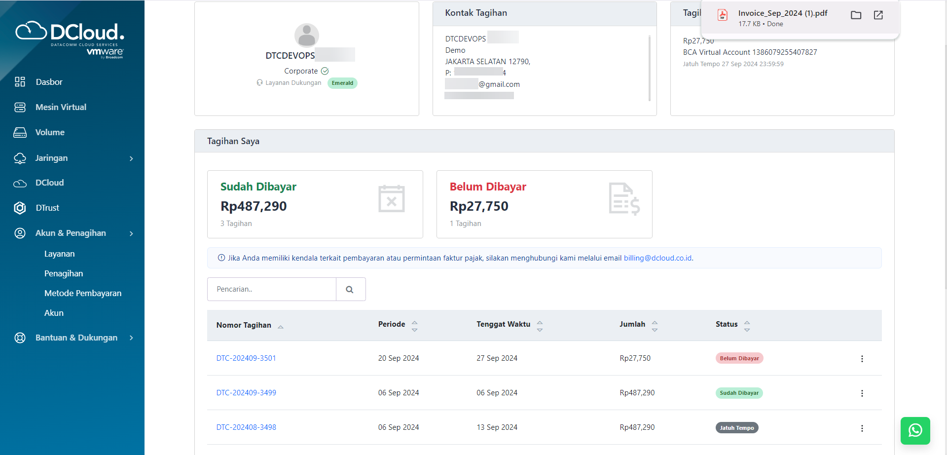 Halaman Invoice Terunduh