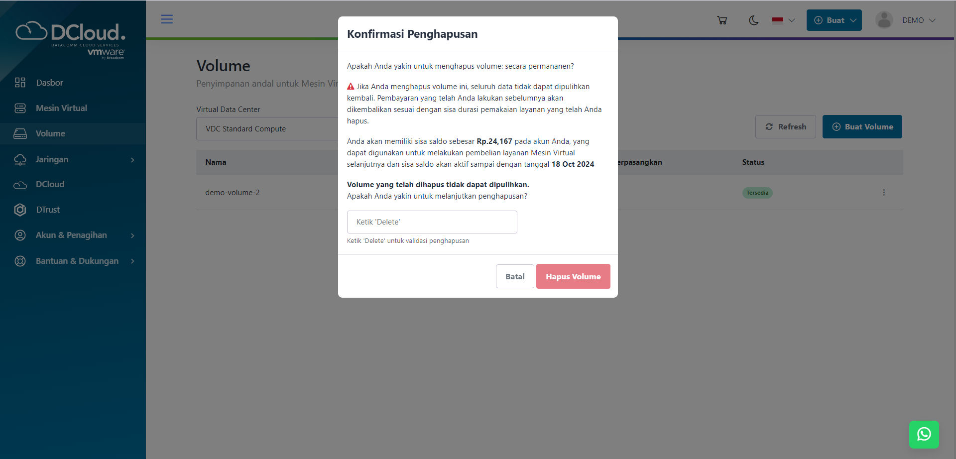 Halaman Konfirmasi Hapus