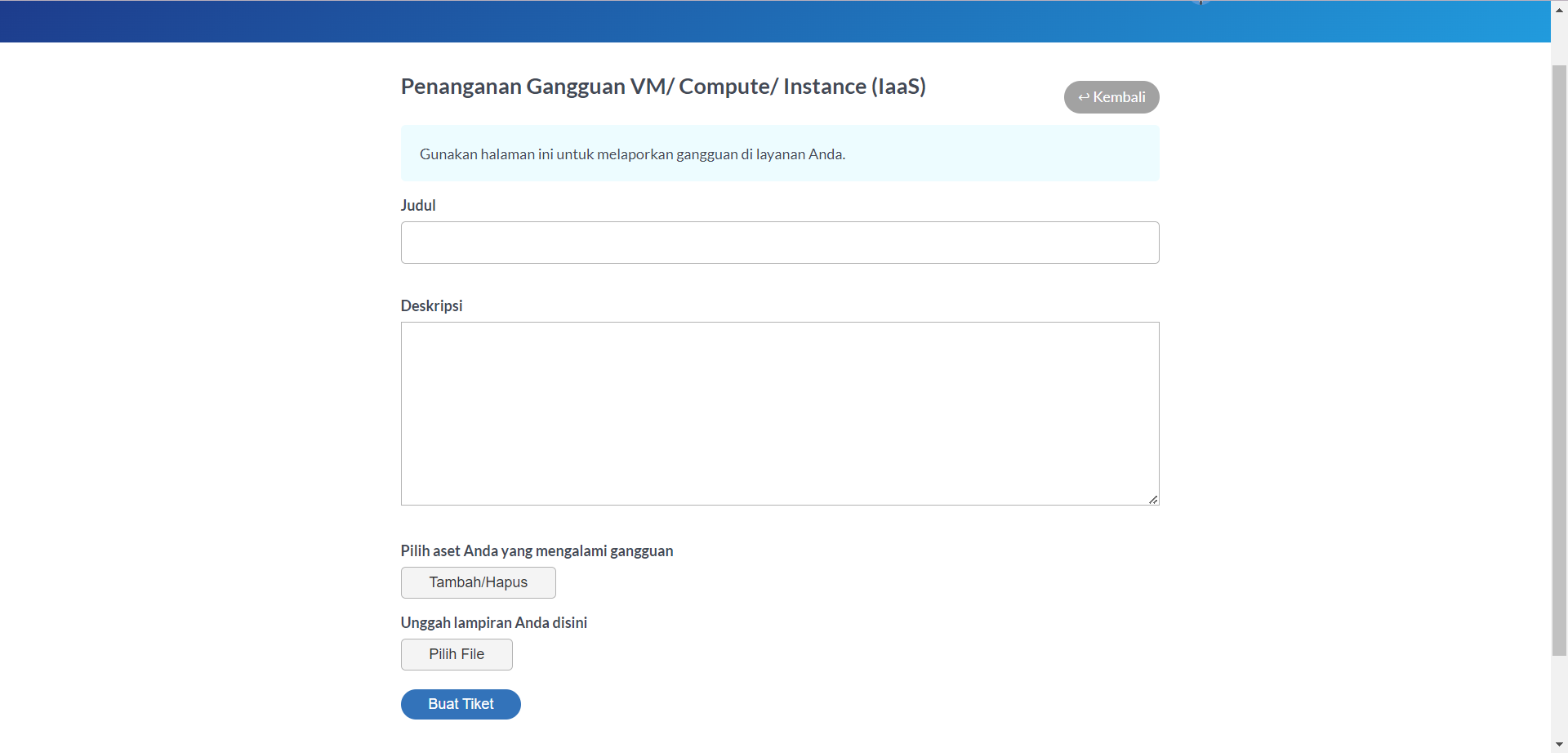 Halaman Pembuatan Tiket