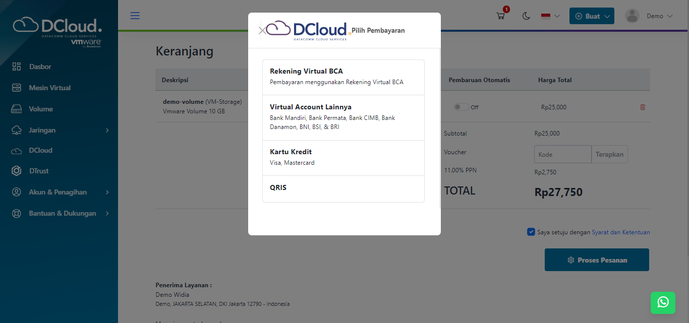 Halaman Pilihan Pembayaran