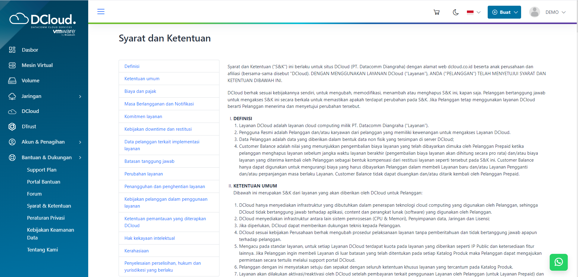 Halaman Syarat dan Ketentuan