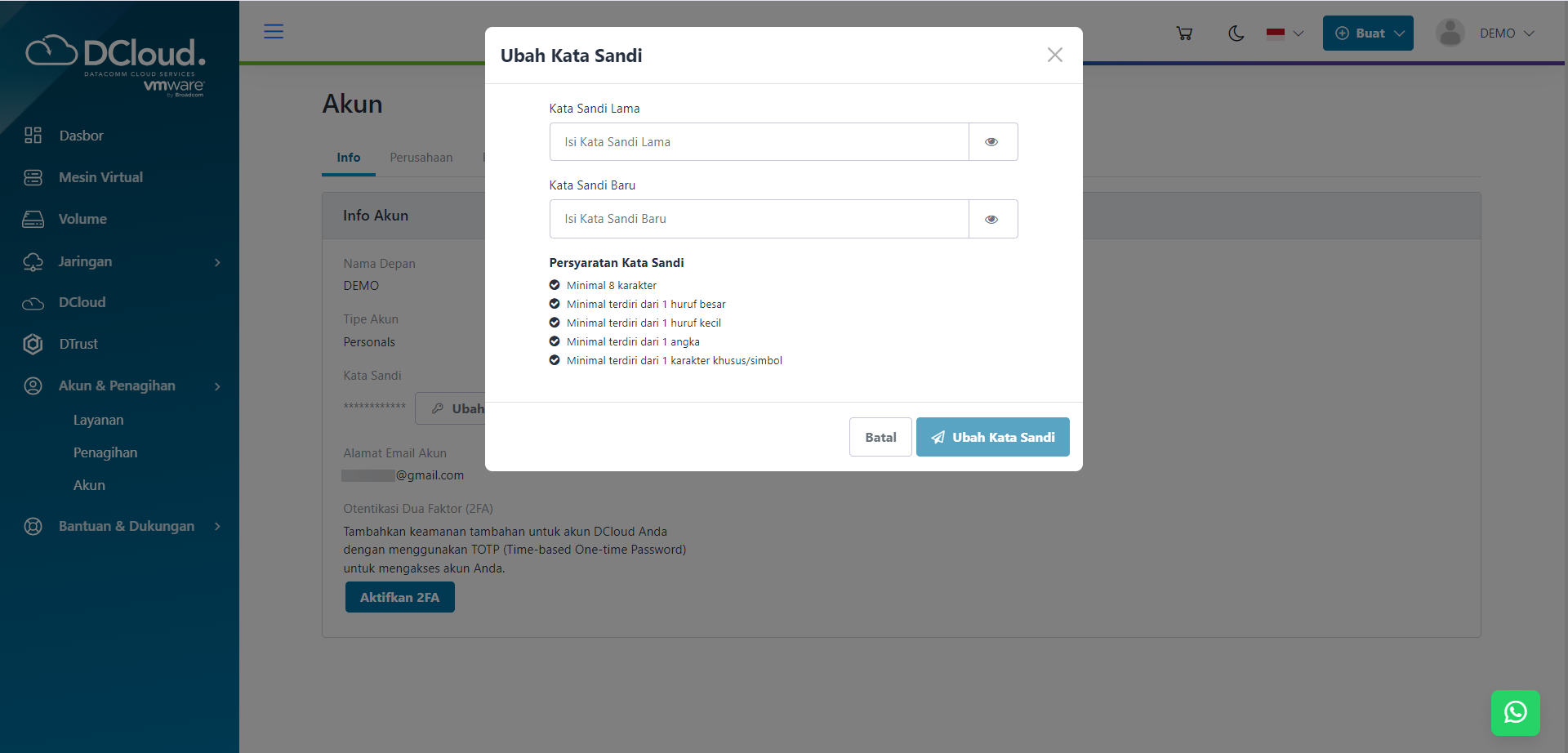 Halaman Ubah Kata Sandi