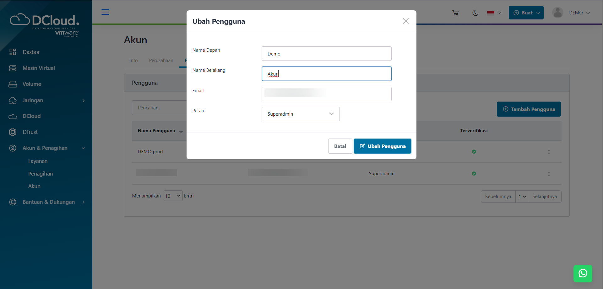 Halaman Ubah Pengguna